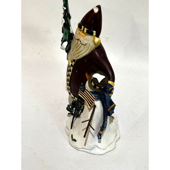 Patriotic Santa Claus & snowman Figurine with flags Resin Folk Art Country cute - Picture 2 of 8